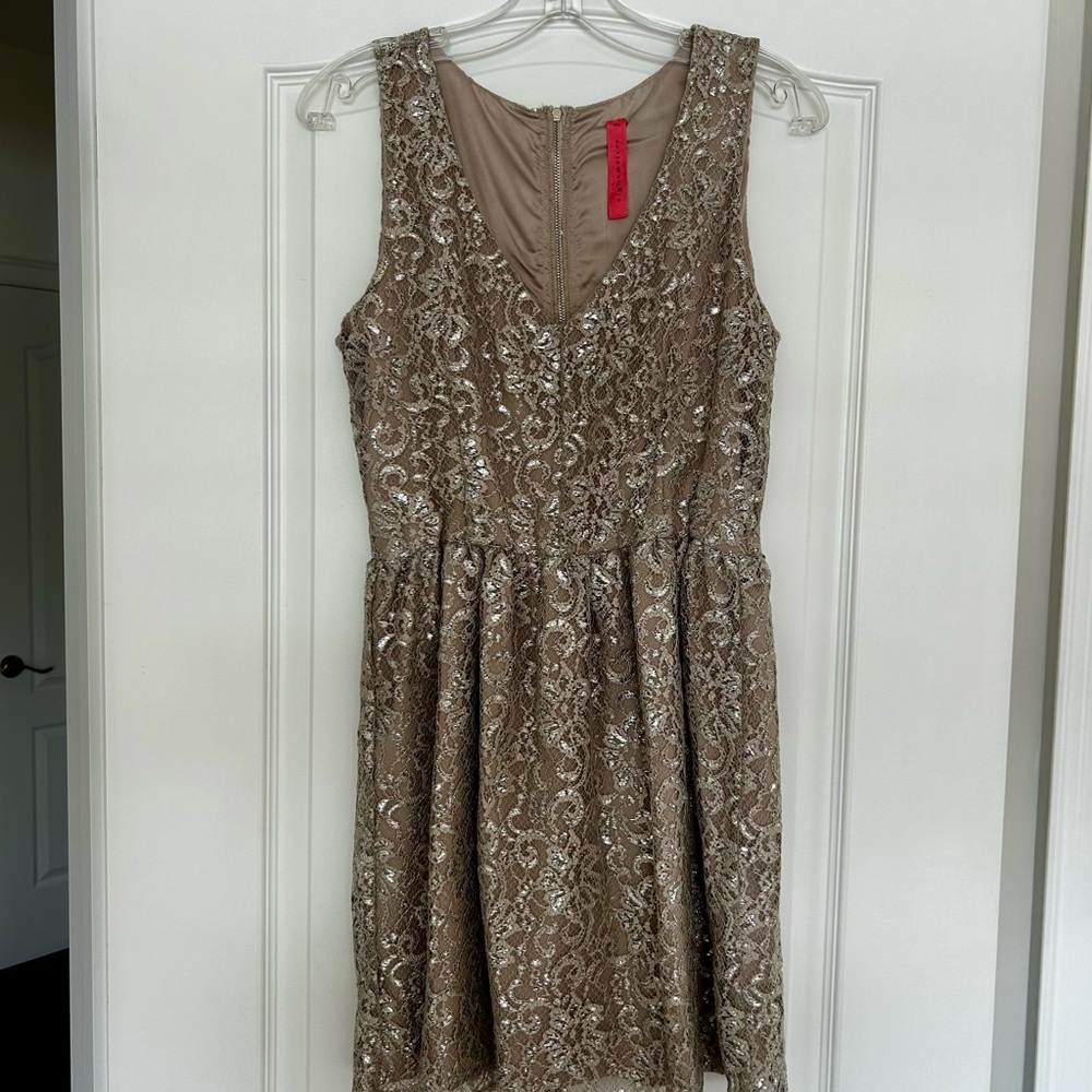 Eight Sixty Gold Sequin Fit and Flare Mini Dress